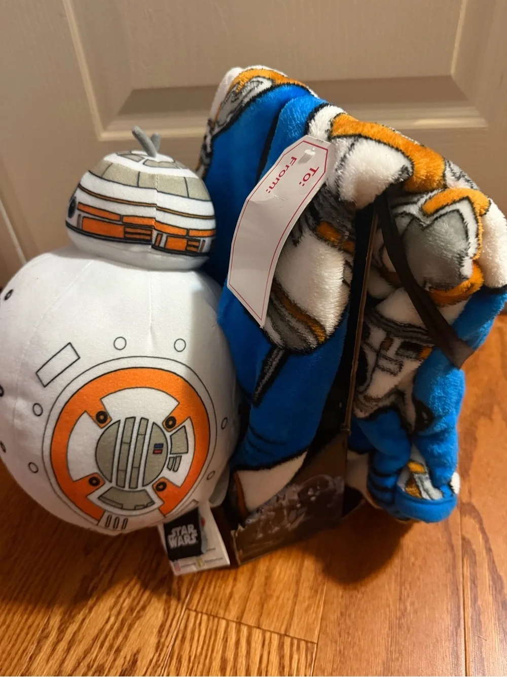 Star Wars BB-8 Plush Throw Blanket - Blue, White & Orange, NWT, Rare find